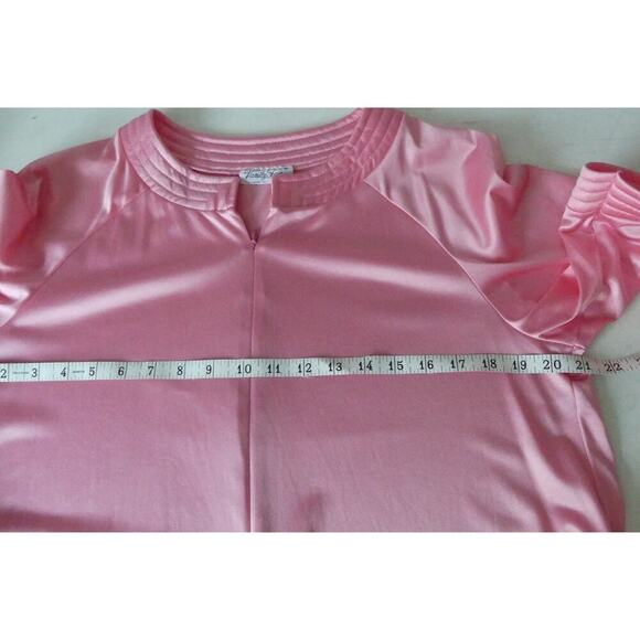 Vintage Pink Nylon Womens MEDIUM Vanity Fair Robe Zip Front Pockets House Dress - Picture 5 of 6